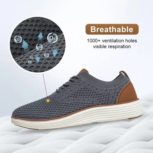 Vista 5 de GUBARUN Zapatos Oxfords para hombre, zapatos de vestir de punto, zapatos casuales para caminar