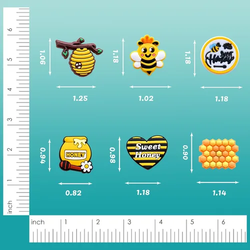 Vista 4 de Fohiahfce 25 dijes para zapatos de abeja para decoración de zuecos, sandalias y zapatos, accesorios de abejorro de miel, dijes para niños, niñas