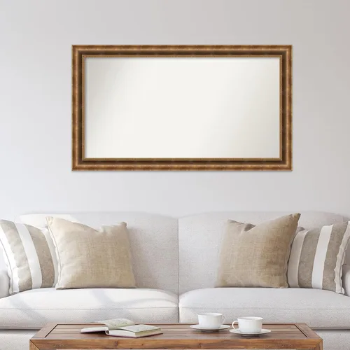 Vista 303 de Amanti Art Espejo de pared personalizado no biselado (25 x 25 pulgadas), marco de bronce acentuado, varios tamaños personalizados, espejo de baño