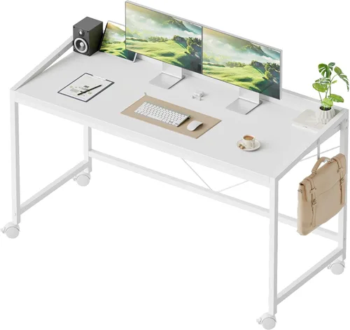 Vista 12 de Mericonia Escritorio de computador, escritorio de juegos para espacios pequeños, mesa moderna de estilo simple para oficina en casa, mesa de estudio
