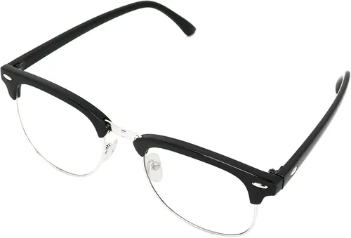 Vista 4 de Skeleteen Lentes transparentes para disfraz, lentes falsos con montura de cuerno, sin receta, para adultos y niños