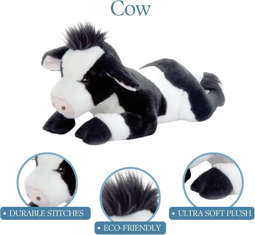 Vista 2 de The Petting Zoo Peluche de vaca, regalos para niños, animales salvajes de la vida silvestre, juguete de peluche de vaca, 24 pulgadas