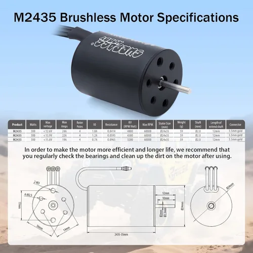 Vista 6 de SurpassHobby - Motor sin escobillas a control remoto ESC Combo impermeable 2435 4300KV motor sin escobillas y 35A ESC Combo Set para 1/16 coches