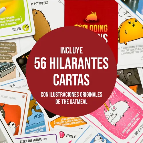 Vista 3 de Exploding Kittens Edición Original Versión en Español - 2-5 Jugadores - Edades 7+ - Juego de 15 Minutos - Juego de Cartas de Alto Riesgo - Juego