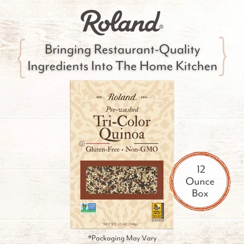 Vista 2 de Roland Foods Quinua orgánica tricolor, prelavada, totalmente natural, sin gluten, 12 onzas