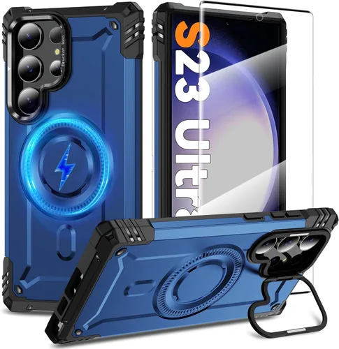 Vista 37 de Funda magnética para Samsung Galaxy S25+ Plus/Galaxy S24+ Plus [Soporte de anillo de cámara integrado] [Protector de pantalla]