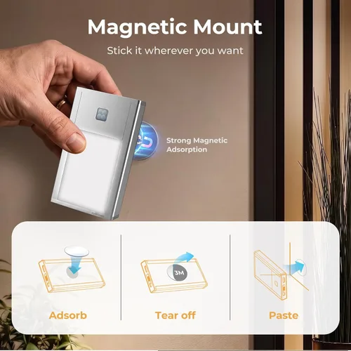 Vista 7 de VST Luz nocturna con sensor de movimiento, luces de escalera recargables con instalación de succión magnética para interiores, dormitorio, pasillo