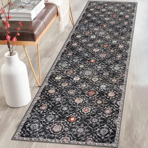 Vista 24 de KILOCOCO Alfombra marroquí pequeña, de 2 x 3 pies, color negro/dorado, súper suave, lavable, para interiores, vintage, lavable, antideslizante