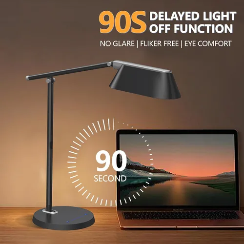 Vista 3 de Lámpara de escritorio para oficina y hogar, luz de escritorio con atenuación continua, fuente de luz más grande, lámpara de escritorio USB de 8 W