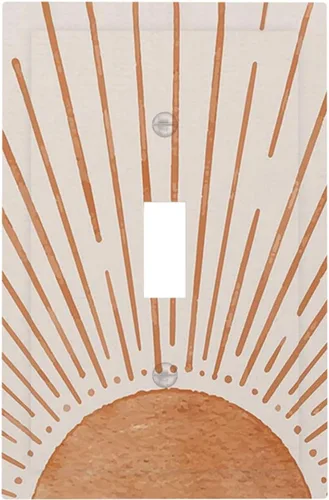 Vista 58 de Placa de pared eléctrica de 1 gang sin dispositivo en blanco, bohemio naranja vintage años 70 60s beige amanecer puesta de sol mediados de siglo