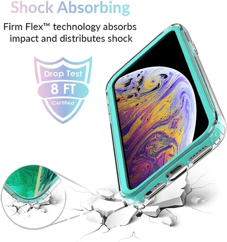 Vista 7 de Jeylly Funda para iPhone X, funda para iPhone Xs con protector de pantalla de vidrio templado y protector de lente de cámara, resistente grado