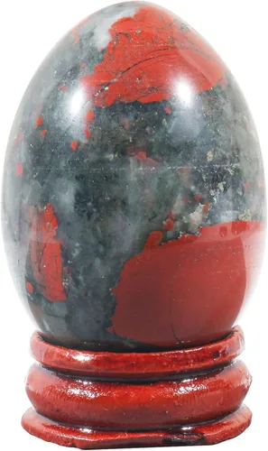Vista 21 de Fekuar Figura de huevo de piedra, cristal curativo pulido, escultura de esfera de huevos de Pascua con soporte de madera, piedra de ojo de tigre