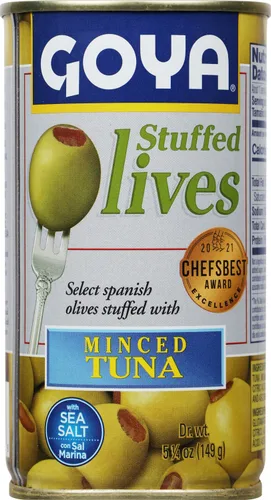Vista 3 de Goya Foods Aceitunas Manzanilla rellenas de atún, 5.25 onzas (paquete de 12)