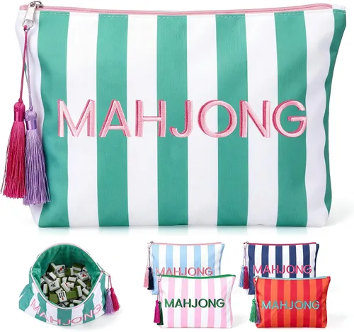 Vista 13 de Gilprop Bolsa de azulejos Mahjong a rayas, rojo y naranja, estándar
