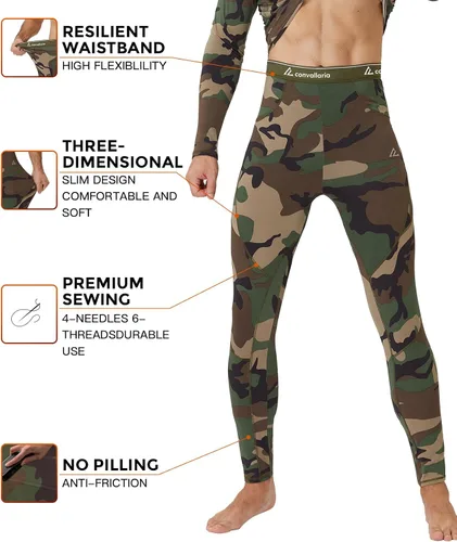 Vista 50 de Conjunto de ropa interior térmica para hombre, ropa interior larga 1#verde militar