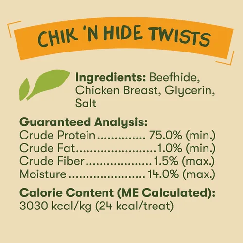 Vista 5 de Pet 'n Shape Chik 'n Hide Twist - Golosinas naturales envueltas en pollo para perros, grandes, 6