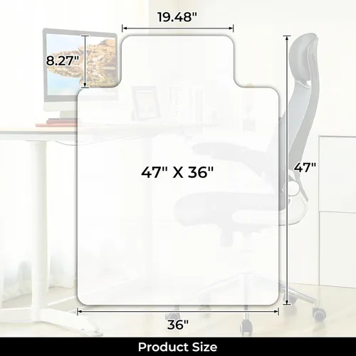 Vista 7 de Tapete para silla de oficina para suelos de madera dura, 36 x 47 pulgadas, protector de piso resistente, fácil de limpiar