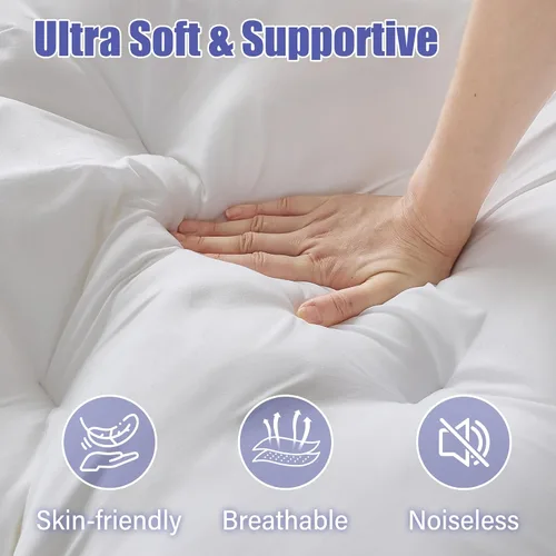 Vista 2 de WhatsBedding Cubrecolchón de espuma viscoelástica de 4 pulgadas tamaño individual para aliviar el dolor de espalda, relleno de espuma viscoelástica