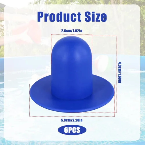 Vista 2 de Tinoaly 6 tapones de piscina para piscina sobre el suelo, tapón de orificio de filtro de bomba de goma, tapones de pared para piscinas, repuesto Azul