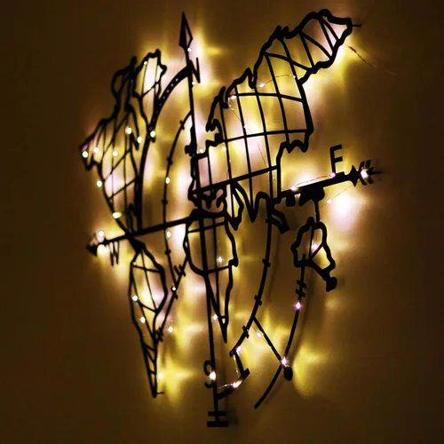 Vista 6 de Tubibu Arte de pared moderno, mapa del mundo metálico, tamaño 26 x 38 pulgadas, arte de pared de metal, mapa del mundo y decoración de pared