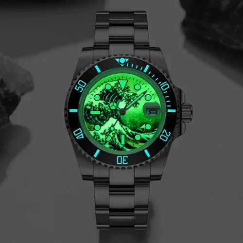 Vista 3 de ADDIESDIVE Reloj de buceo automático estéril para hombres Surf Dial pulsera de acero inoxidable MY-H3-2