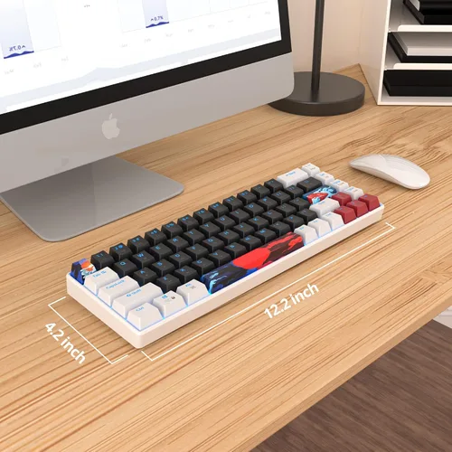 Vista 7 de Teclado 60% para juegos de 68 teclas, teclado mecánico retroiluminado LED, teclado compacto con cable con interruptor rojo para Windows PS45 Xbox