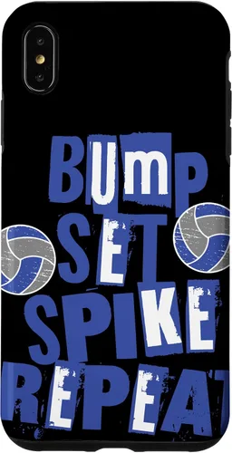 Vista 7 de iPhone 15 Parents Girls Volleyball Bump Set Spike Repeat Blue & White Case