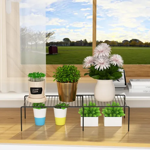 Vista 8 de Estante Expandible de Redrubbit, Organizador de Almacenamiento de Metal Resistente a la Oxidación para Cocina, Nevera, Baño, Negro