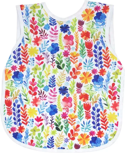 Vista 2 de BapronBaby Babero de destete con diseño floral de acuarela arcoíris para Arco iris acuarela floral