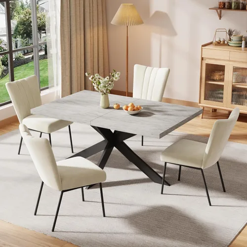 Vista 18 de ZckyCine Silla de comedor de piel sintética, silla de sala de estar, moderna silla auxiliar sin brazos de cocina con patas de metal