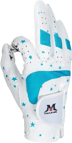 Vista 3 de MAZEL Guantes de golf para niños y niñas, para mano derecha e izquierda (1 par) guantes de golf transpirables de microfibra para jóvenes, blanco