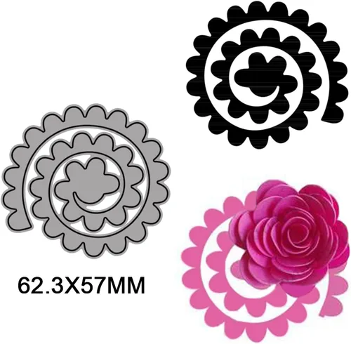 Vista 7 de 10 piezas de troqueles de metal de flores en espiral 3D para hacer tarjetas DIY, álbumes de recortes, troqueles en relieve, plantilla de punzón