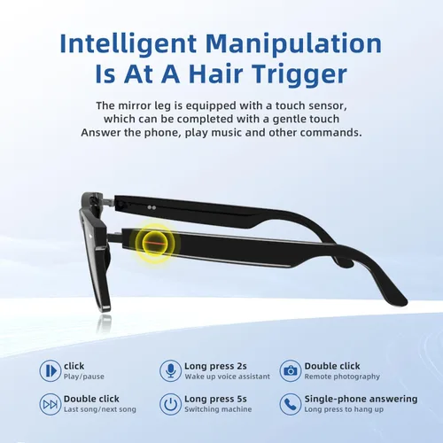 Vista 4 de Lentes inteligentes para hombres y mujeres, lentes de sol inteligentes con audio con lentes polarizadas, lentes de sol Bluetooth, llamadas manos