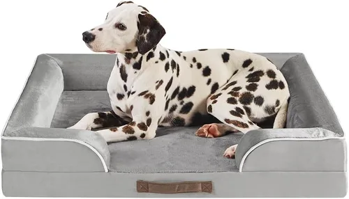 Vista 16 de Friends Forever - Cama ortopédica para perros medianos, cama de espuma viscoelástica impermeable para perros M con funda extraíble y lavable, gris