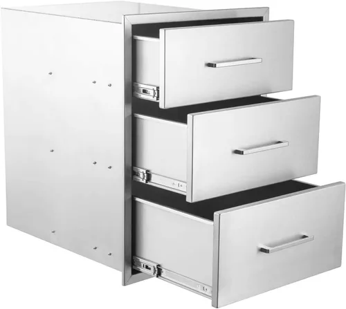 Vista 8 de Cajones de cocina para exteriores, cajón de barbacoa de acero inoxidable, 14 pulgadas de ancho x 20.5 pulgadas de alto x 23 pulgadas de profundidad