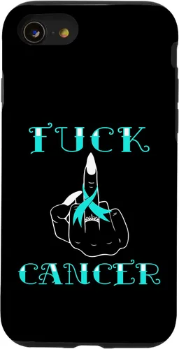 Vista 18 de Fuck Cancer Tattoos Survivor Teal Ribbon Ovarian Cancer Case for iPhone 16