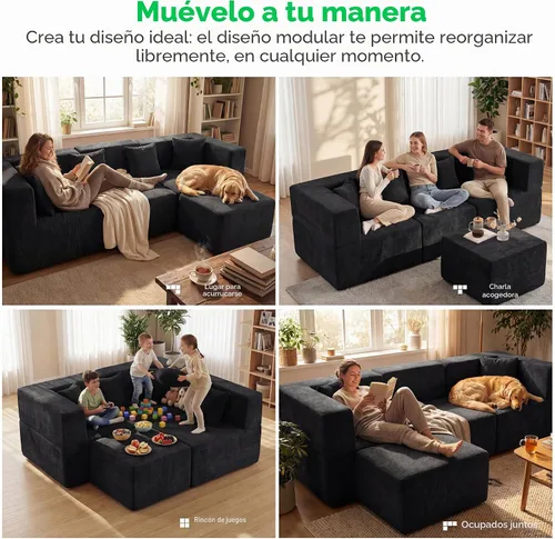 Vista 4 de MONVANE Sofás seccionales deshuesados de gran tamaño de 103 pulgadas para sala de estar, sofá de nube en forma de L de 4 asientos, sofá modular