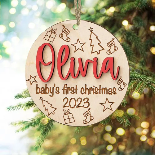 Vista 9 de NAZENTI Adorno de cerámica personalizado para bebé recién nacido, estadísticas de nacimiento, regalo de nueva mamá, primera Navidad del bebé