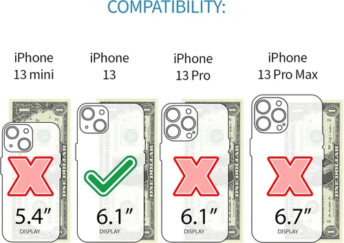 Vista 2 de Dockem Funda tipo cartera para iPhone 13 con placa de metal integrada para montaje magnético y 2 bolsillos para tarjetas de crédito: Exec M2, piel