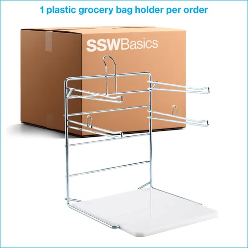 Vista 11 de SSWBasics Soporte para Bolsas de Comestibles de Plástico - Soporte de Chrome Duradero para Fácil Almacenamiento - Se Adapta a Bolsas de 11½"W x 6"D