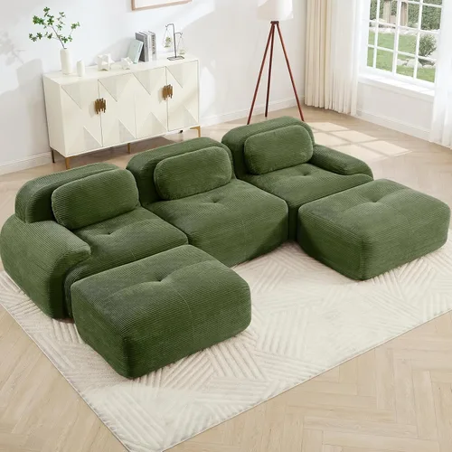 Vista 40 de Juego de sofás seccionales sin hueso de 117 pulgadas para sala de estar, modular en forma de L y sofá de 3 plazas con asiento profundo, almohadas