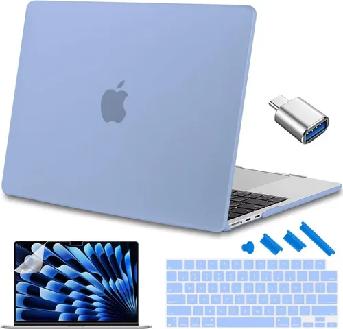 Vista 21 de Compatible con MacBook Air de 15 pulgadas M2 M3 versión 2023 2024, funda rígida de plástico, funda de teclado y protector de pantalla y adaptador