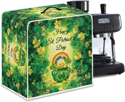 Vista 49 de Funda para cafetera, poliéster, azul, se adapta a la mayoría de máquinas de café estándar, protector resistente al polvo, huellas dactilares