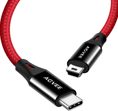 Vista 9 de AGVEE Cable USB-C a mini USB de 1 pie, trenzado duradero Mini-B de 5 pines a tipo C, cargador de datos OTG para Hero 3+, controlador PS3, cámara