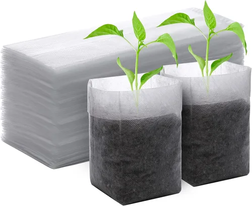 Vista 22 de GREANER 200 bolsas de vivero de plantas, 3.5 x 4.7 pulgadas, bolsas de cultivo de plantas de tela biodegradable no tejida, macetas de plantas