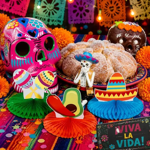 Vista 7 de WILLBOND 9 piezas de mesa de fiesta mexicana para decoración de centro