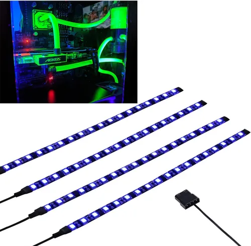 Vista 7 de DS RED - Tira de luz LED para computadora con diseño magnético para kit de iluminación de carcasa de PC, torre media y torre completa