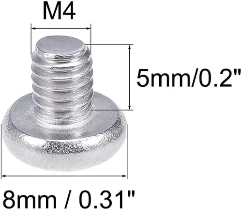 Vista 3 de uxcell Tornillos de máquina M4x5mm Pan Phillips Tornillo de cabeza cruzada 304 pernos de sujeción de acero inoxidable 20 piezas