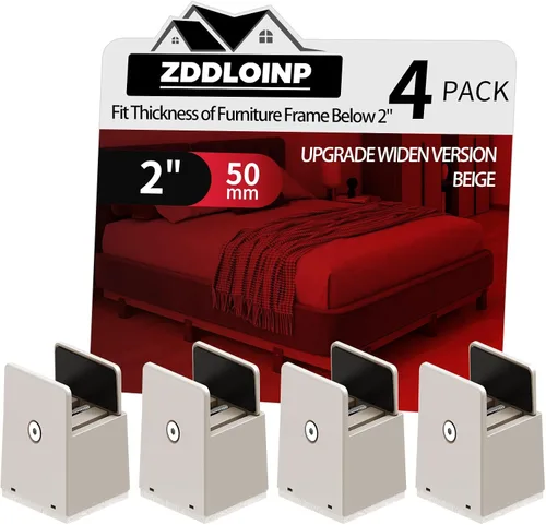 Vista 17 de Elevadores de cama con abrazadera de tornillo ajustable, se adapta a grosor de marco de muebles de 0 a 1.5 pulgadas, elevación en altura de 2