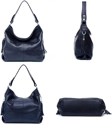 Vista 9 de Moda suave cuero genuino borla mujer bolso señoras hombro mensajero hobo bolso